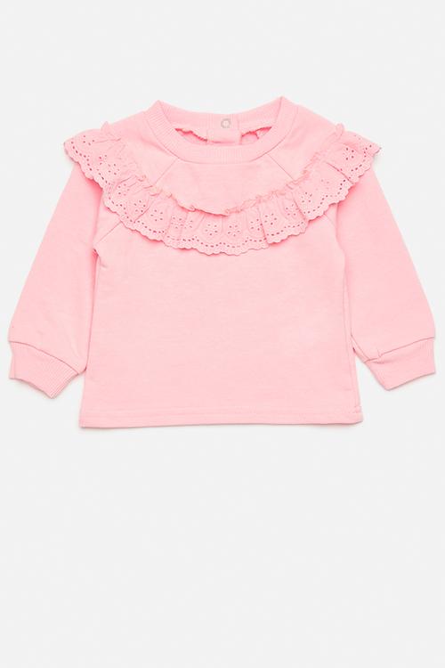 Frilled sweat top - baby pink