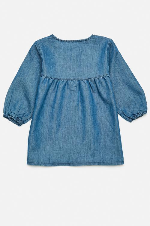 Embroidered denim dress - blue