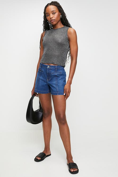 High Waist Shorts With Jet Pockets And No Yoke - Med Vintage