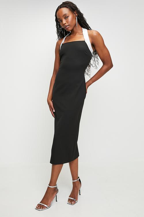 Midi Woven Boobcube Dress - Black