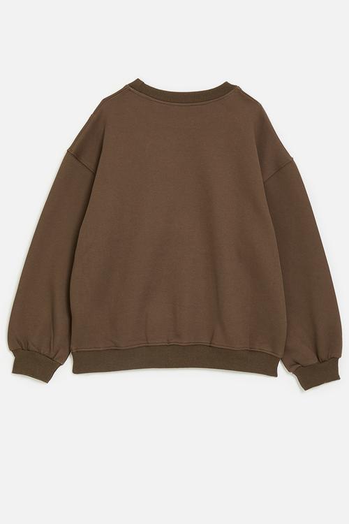 Sweat top with white piping detail - brown