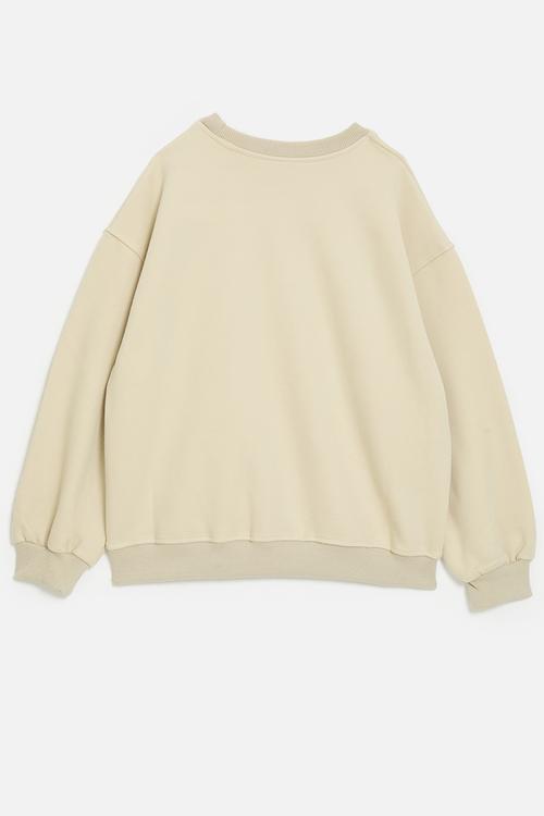 Sweat top with brown piping detail - neutral
