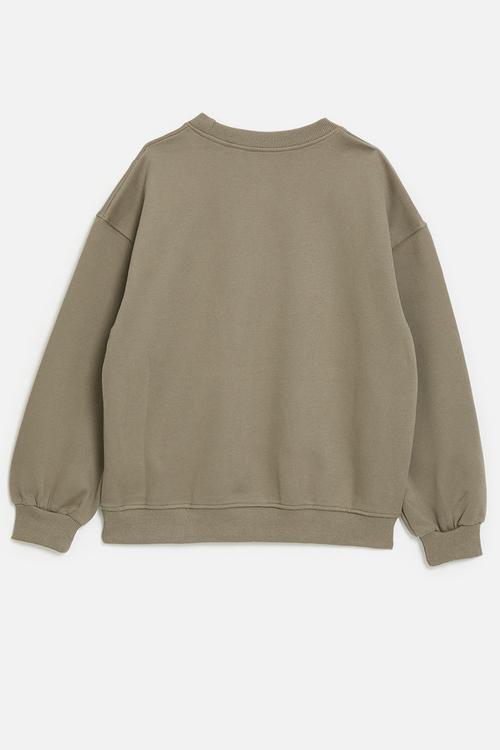 Sweat top with white piping detail - grey taupe