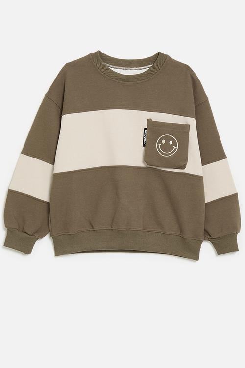 Colour block sweatshirt - brown/beige