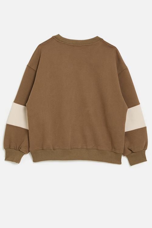 Colour block sweatshirt - brown/beige
