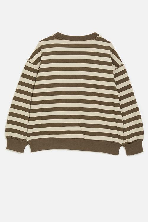 Sweatshirt with cargo pocket - brown stripes