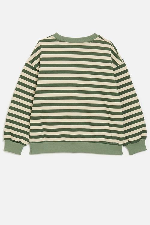 Sweatshirt with cargo pocket - green stripes