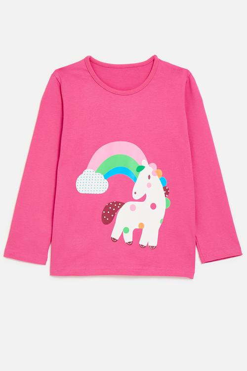 Printed T-shirt - deep pink/unicorn