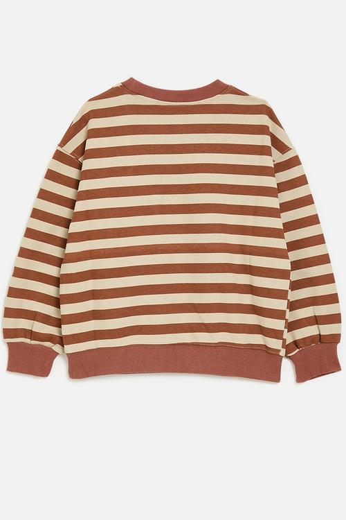 Sweatshirt with cargo pocket - burnt orange stripes