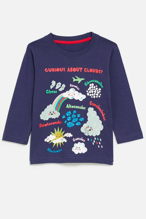 Printed t-shirt - navy/clouds