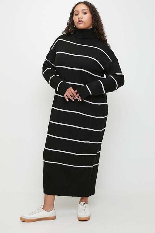 Maxi Straight Cut Knitwear Dress - Black