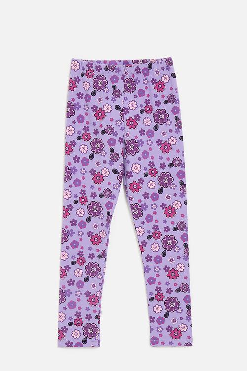 Printed leggings - purple/floral