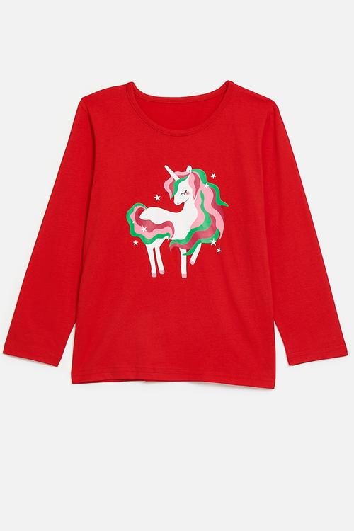 Printed tee - red/white unicorn
