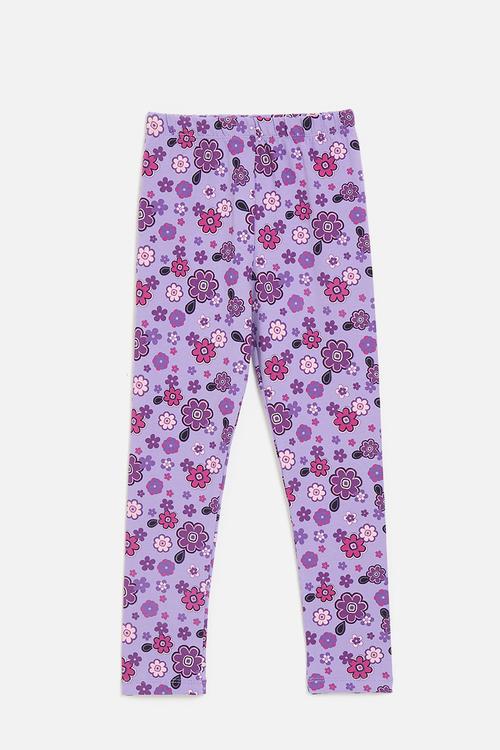 Printed leggings - purple/floral