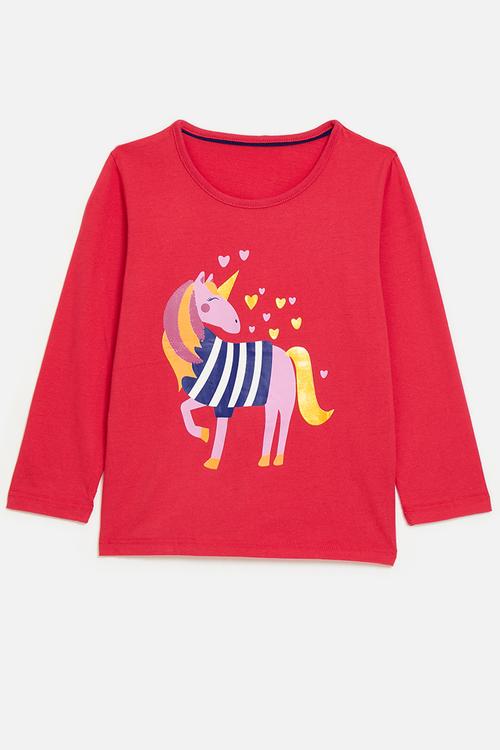 Printed tee - red/pink unicorn