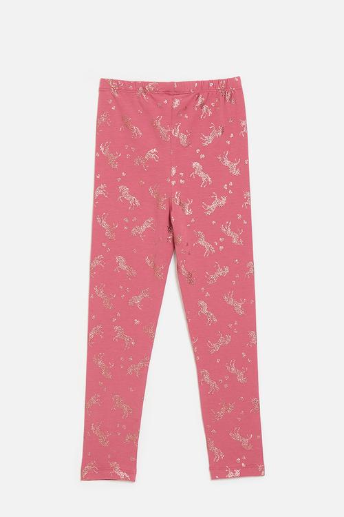 Printed legging - dark pink/unicorns