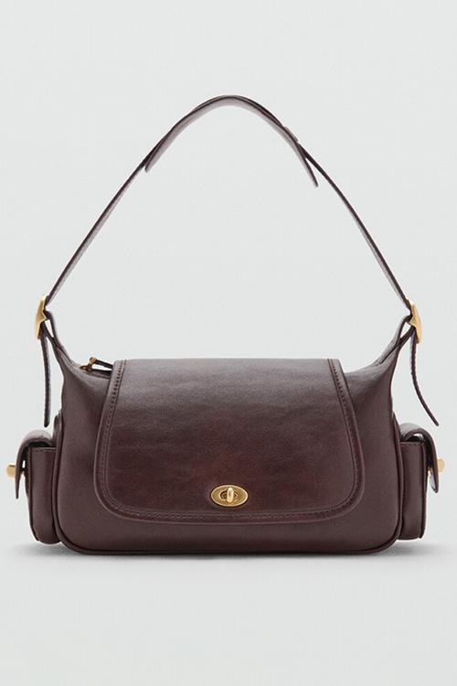 Omelet shoulder bag-dark brown