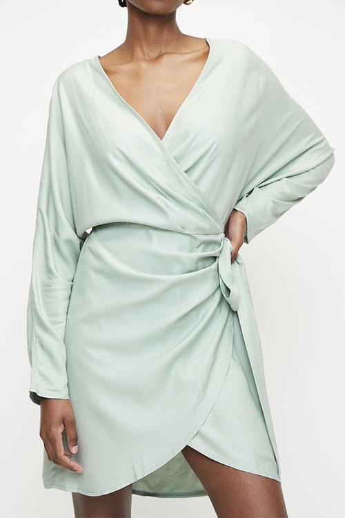 Dolman Sleeve Mini wrap dress - Vintage Sage