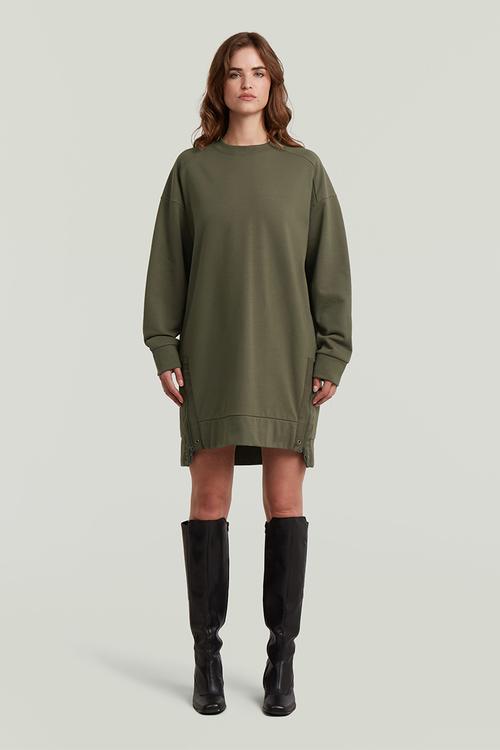 Biker zip sweater dress wmn - green