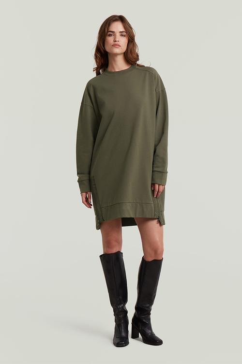 Biker zip sweater dress wmn - green
