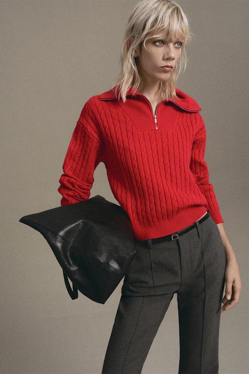 Sweater ribraid - red