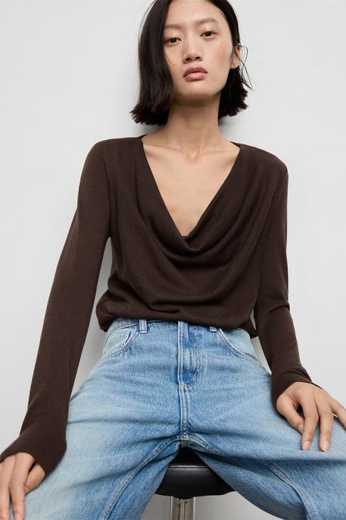 Sweater cascada - dark brown