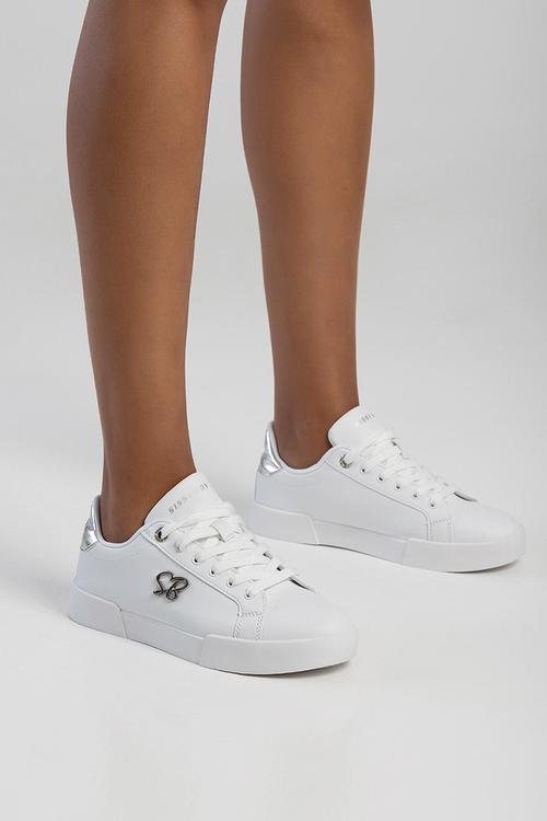 Branded sneaker - white & silver
