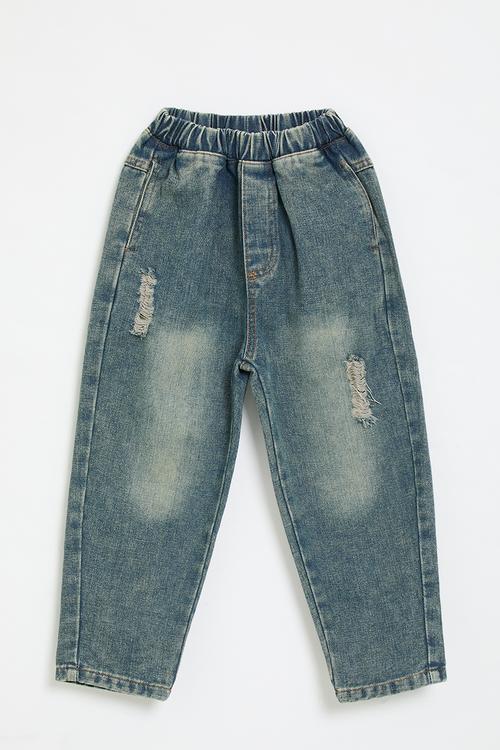 Balloon fit denim jeans - medium-wash blue