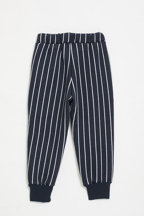 Striped joggers with patch pockets - navy/white stripes