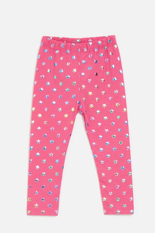 Printed leggings - deep pink/stars