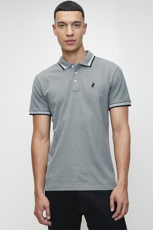 VISH  TIPPED SS GOLFER - BLUE MELANGE