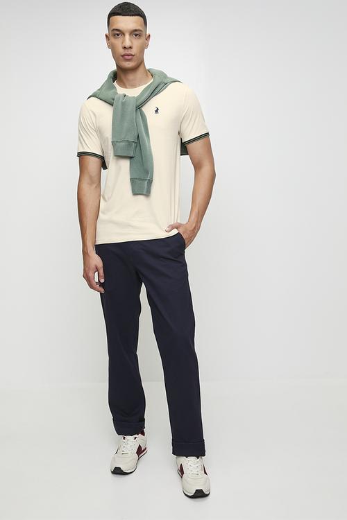 DALTON Crew Neck Cuffed Ss T-Shirt - Neutral