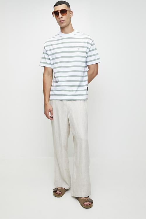 LUYANDA  PJC SS STRIPE LOGO TEE - WHITE