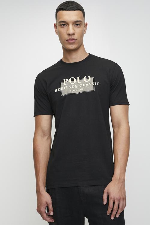 ELLIOT  PRINTED GRAPHIC SS T-SHIRT - BLACK