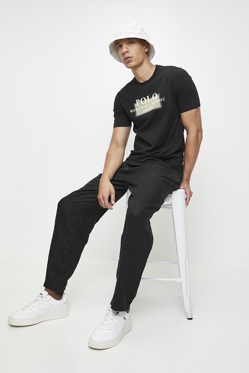 ELLIOT  PRINTED GRAPHIC SS T-SHIRT - BLACK