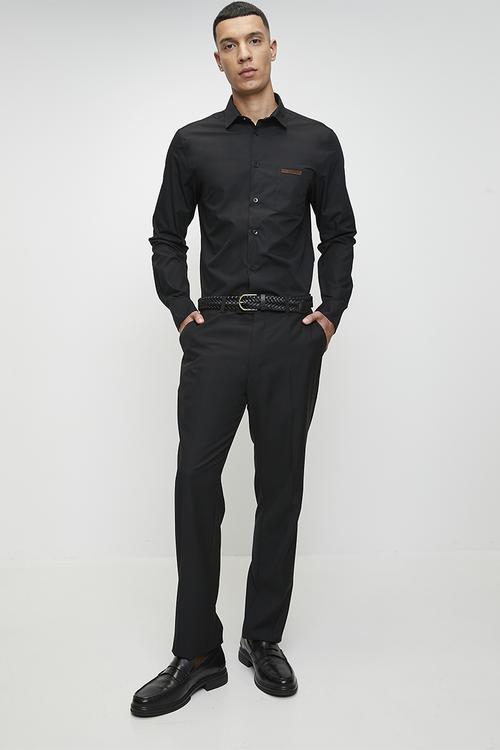 FULU  PJC POPLIN LS SHIRT - BLACK