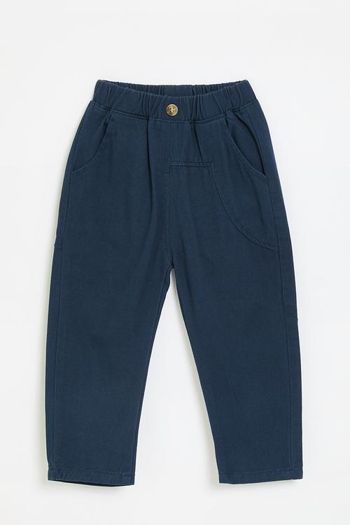 Elasticated waist pants - navy blue