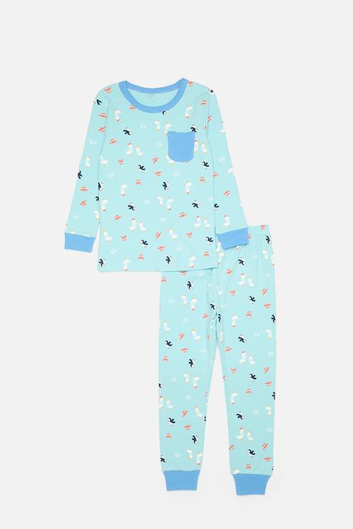 Printed pj set - sky blue/multi