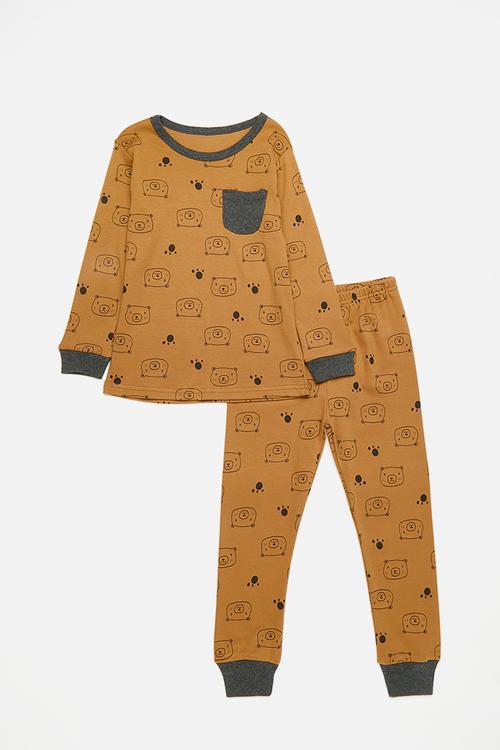 Printed pj set - dark gold/navy