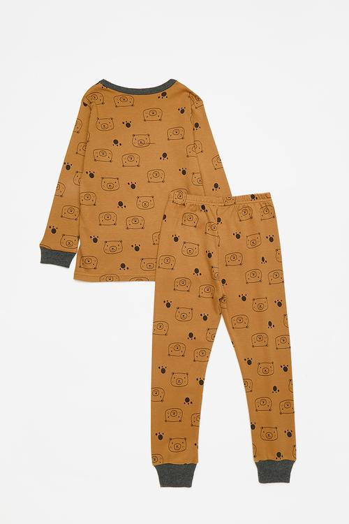 Printed pj set - dark gold/navy
