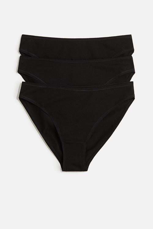 3-pack cotton bikini briefs - black