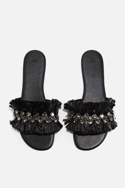 Rhinestone-embellished sandals - black