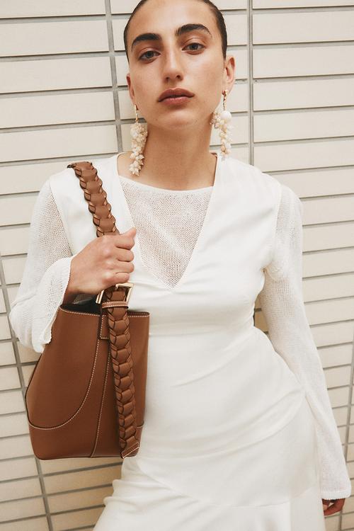 Braided-strap shoulder bag - brown