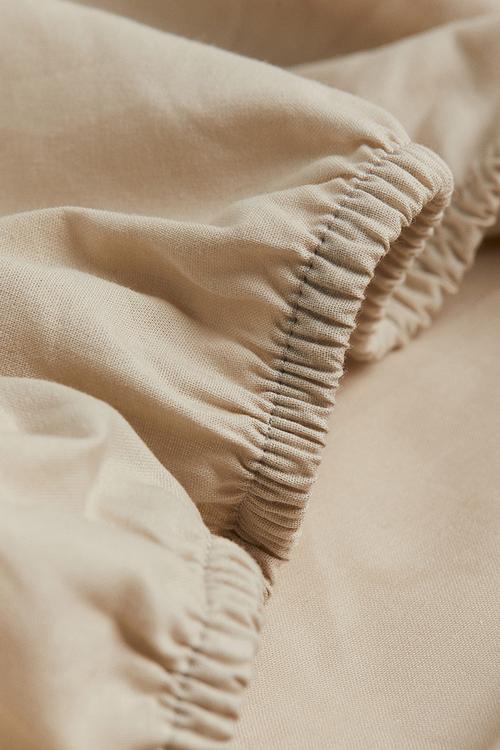 Fitted cotton sheet - light beige