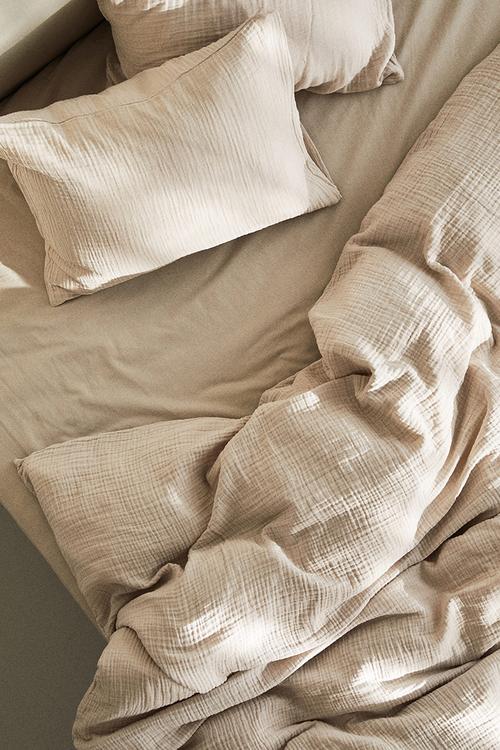 Fitted cotton sheet - light beige