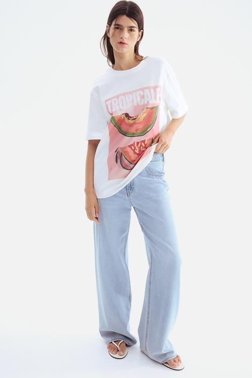 Printed t-shirt - white & ropicale