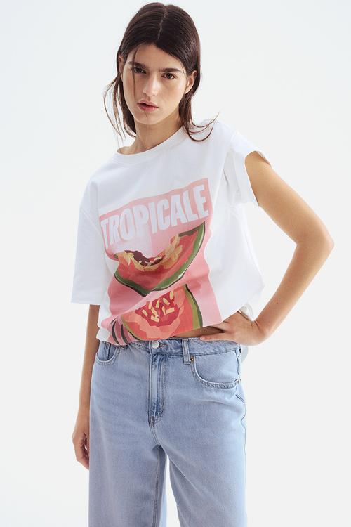 Printed t-shirt - white & ropicale