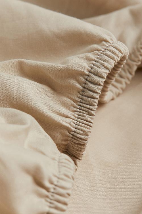 Fitted cotton sheet - light beige 