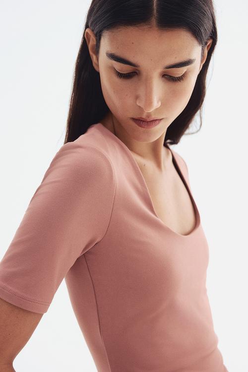 Square-neck top - dusty pink