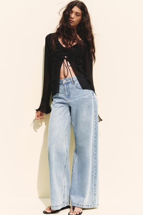 Wide high jeans - light denim blue